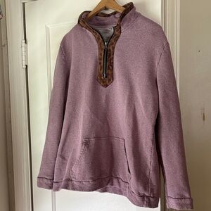 Gorgeous Lilac Textured Zip-Up Top With Leopard Print